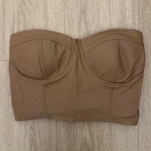 Brown Cropped Strapless Top. Size S. Brand is Venti6.